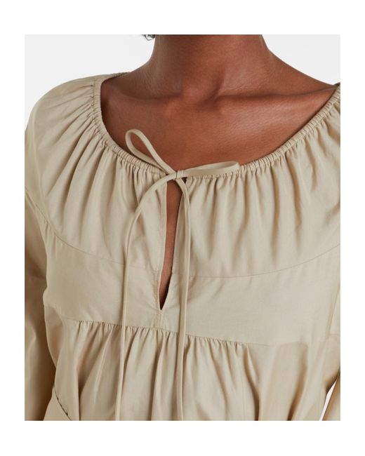 Vince Natural Belted Cotton Poplin Midi Dress