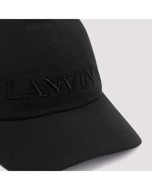 Lanvin Black Logo-Embroidered Cap for men
