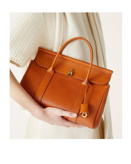 Loro Piana Orange Double Handle Shoulder Bag