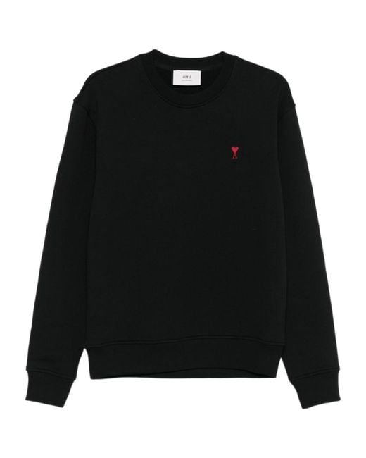 AMI Black Crew Neck Long Sleeve Sweatshirt