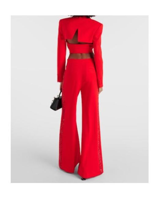 Area Red Crystal-Embellished Cropped Wool Blazer