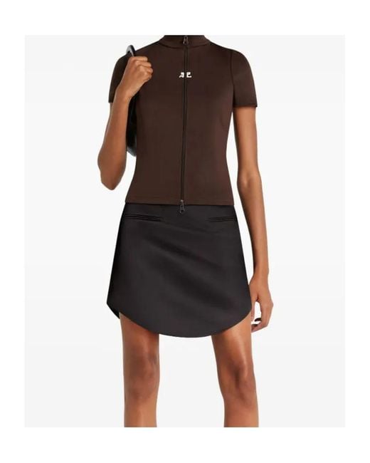 Courreges Brown Interlock Zipped Top