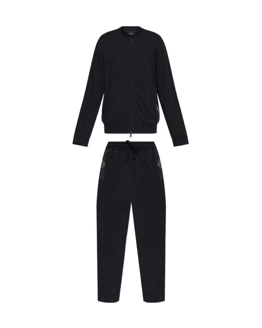 Emporio Armani Blue Logo Print Trousers for men