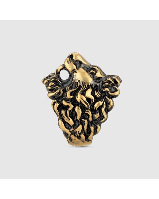 Gucci White Ring With Lion Head