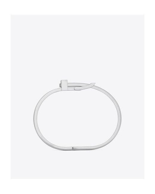 Saint Laurent White Logo Engraved Buckle Bracelet for men