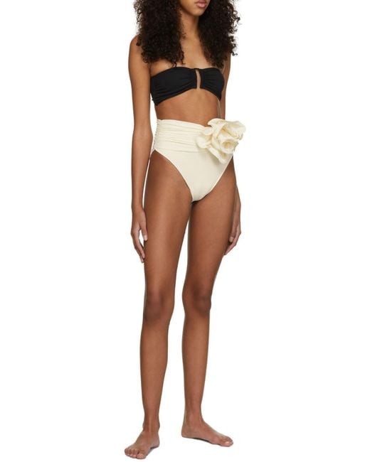 Magda Butrym White High-Waist Flower Patch Swim Bottom