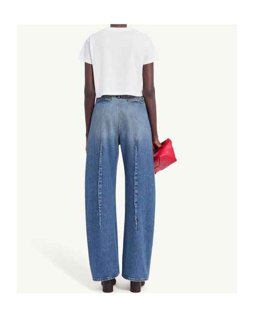 MM6 by Maison Margiela Blue Short Sleeve Cropped T-Shirt
