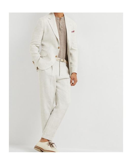 Brunello Cucinelli White Prince Of Wales Blazer for men