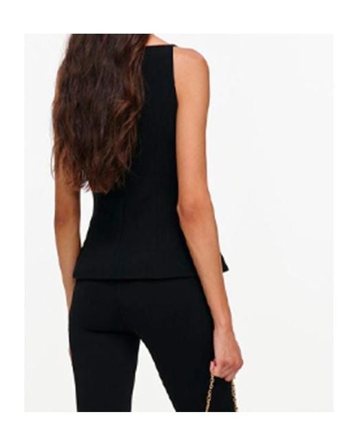 Self-Portrait Black Wool Crepe Top