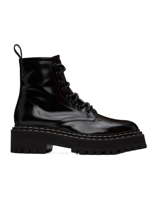 Proenza Schouler Black Short Boots With Raised Soles And Lace