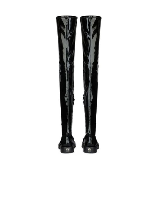 Givenchy Black 4G Plaque Thigh-High Boots