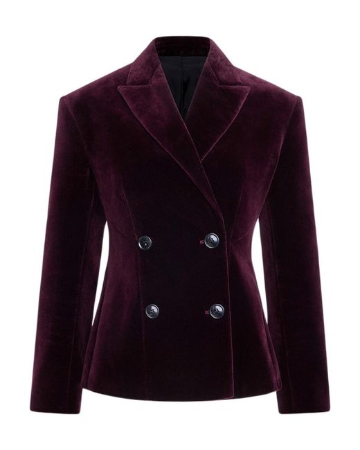 Alaïa Purple Cotton Velvet Double-Breasted Jacket