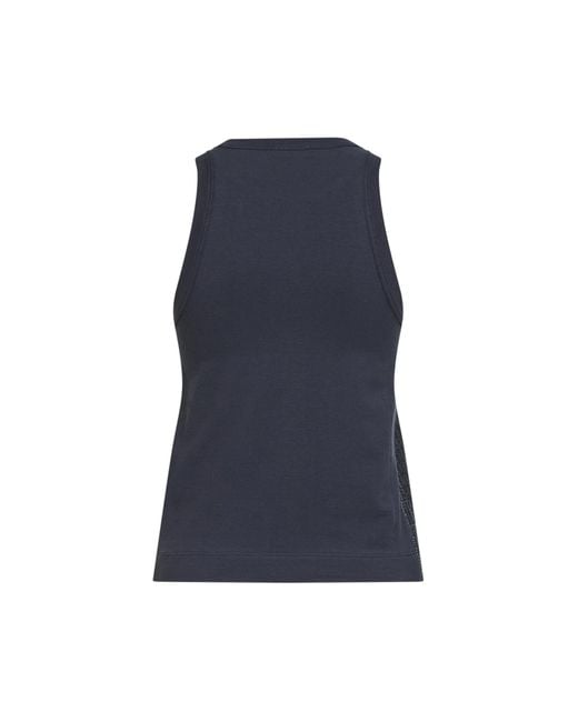 Brunello Cucinelli Blue Sequined Ribbed Halterneck Top