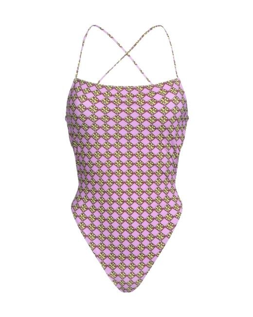Tory Burch Red Logo-Print One-Piece Swimsuits