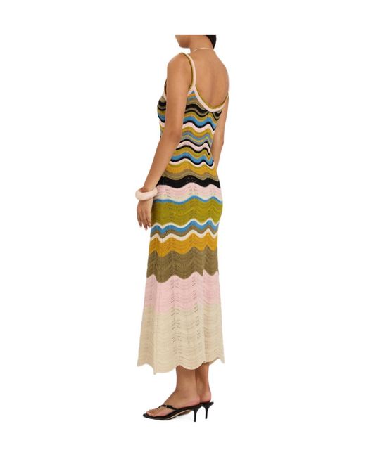 LaDoubleJ Metallic Chevron Pointelle-Knit Cotton Midi Dress