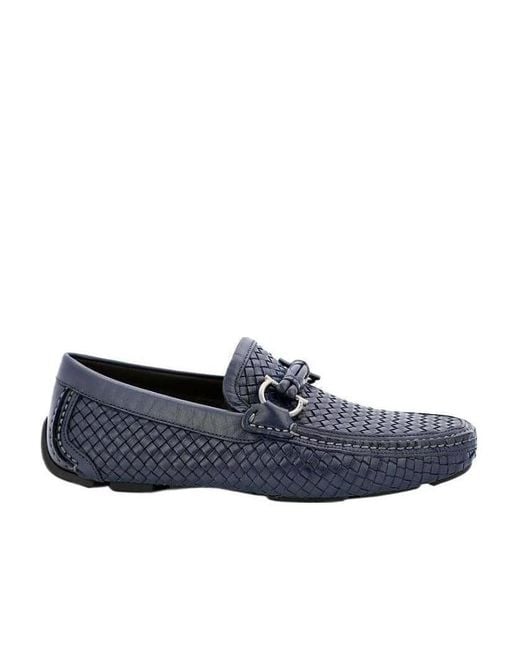 Ferragamo Blue Weave Business Casual Shoes for men