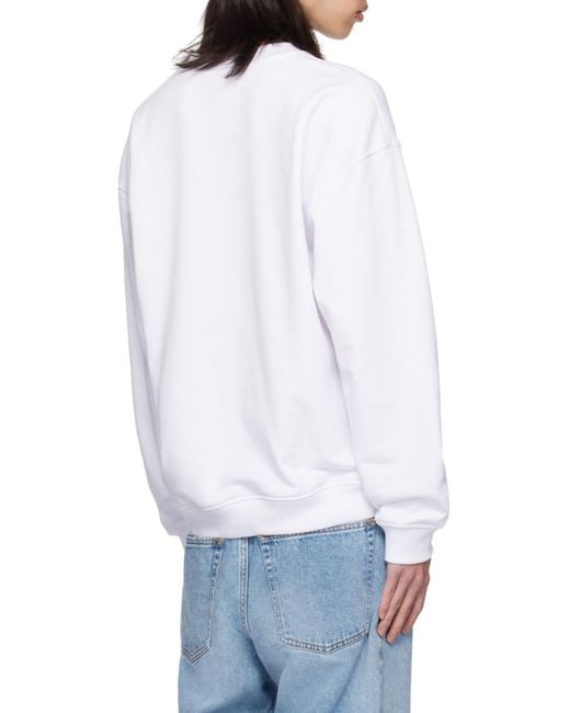 DIESEL White Cut-Out Oval D Logo Sweatshirt for men