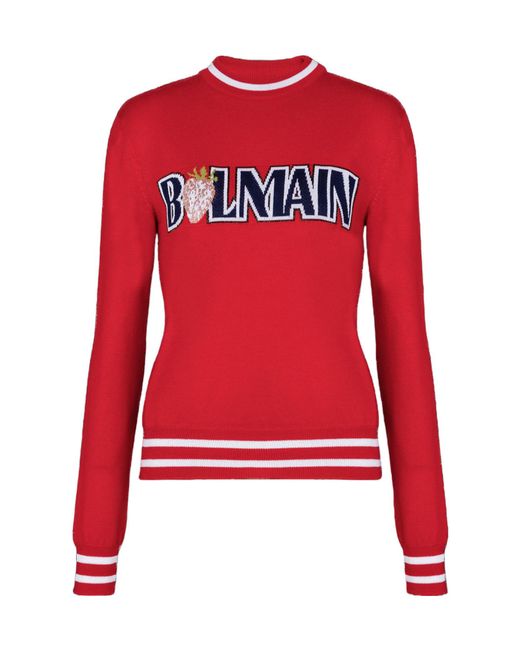 Balmain Red Wool Strawberry Jumper