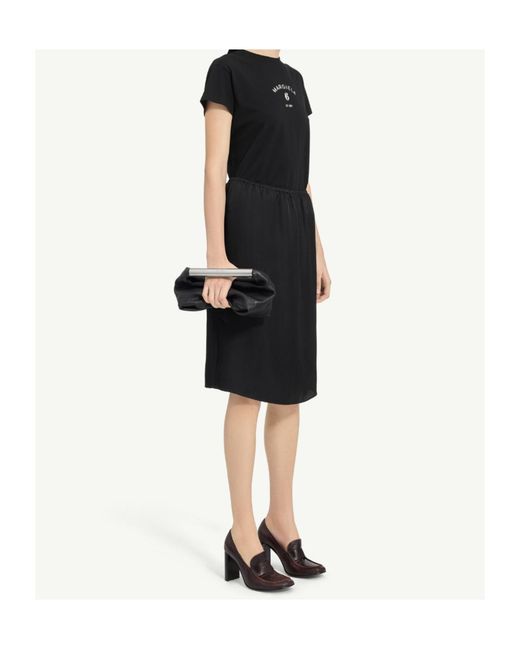 MM6 by Maison Margiela Black Satin Midi Skirt