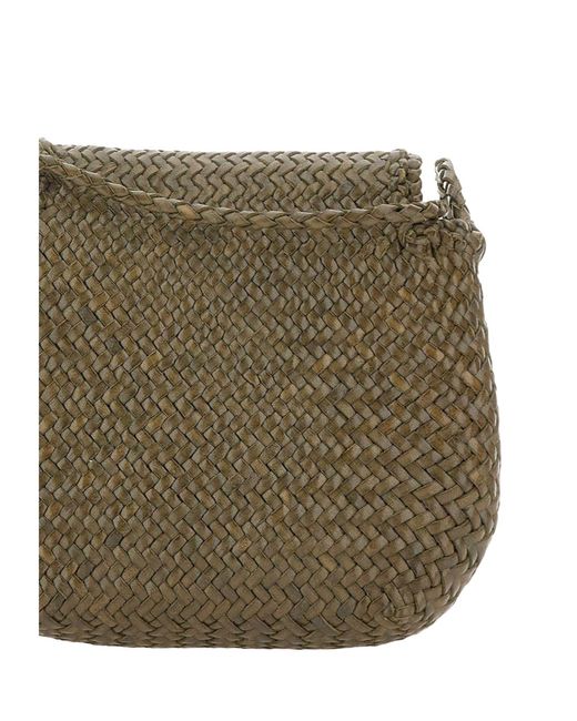 Dragon Diffusion Green Woven Shoulder Bag