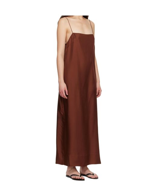 St. Agni Brown Spaghetti Strap Slip Dress