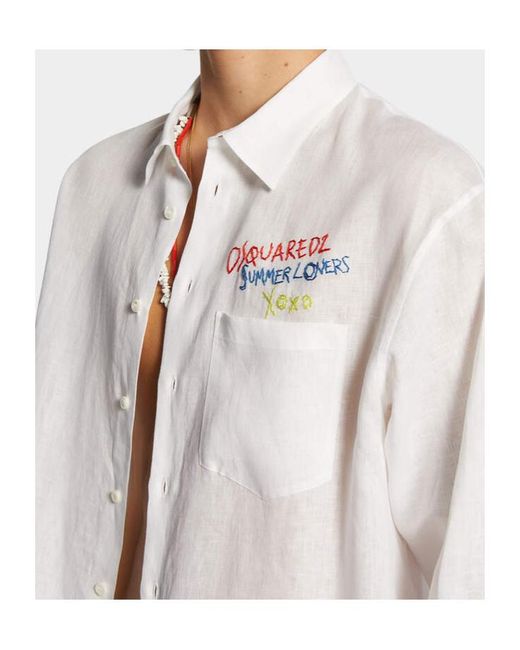 DSquared² White Summer Lovers Oversized Shirt for men