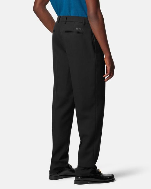 Versace Black Pleated Tailored Trousers for men