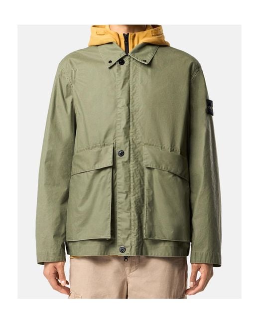 Stone Island Green S0290 4100054 Waxed Pigment Cotton Tela Jacket for men