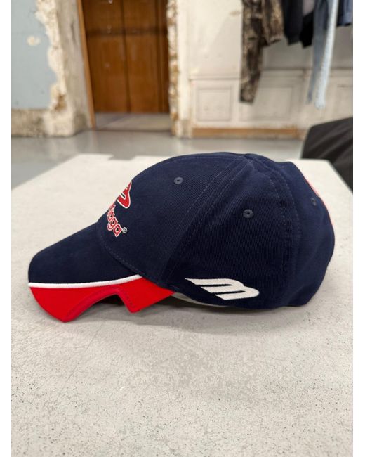 Balenciaga Blue Logo Embroidered Baseball Cap for men