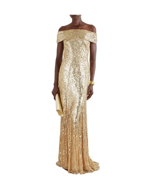 Jenny Packham Metallic Embellished Gown