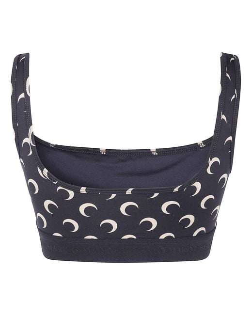 MARINE SERRE Blue Moon-Printed Sleeveless Sports Bra