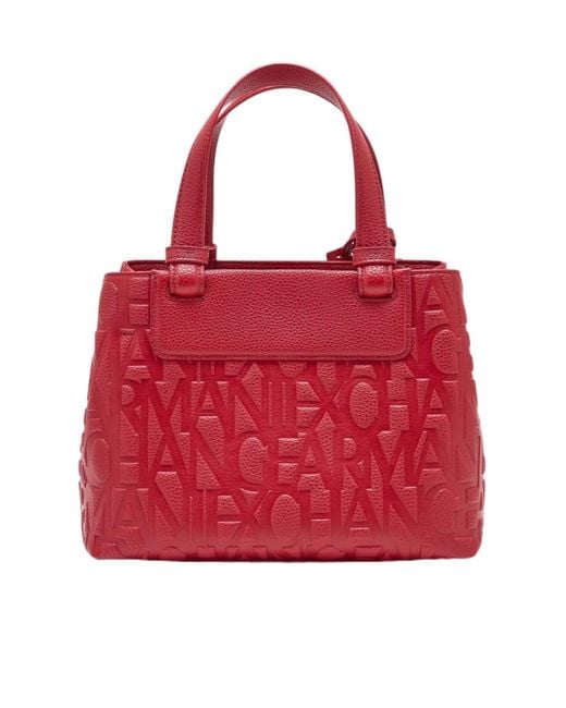 ARMANI EXCHANGE Red Tote Shopping Bag With Coated Belts