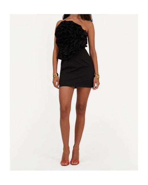 ROTATE BIRGER CHRISTENSEN Black Floral Accent Mini Dress