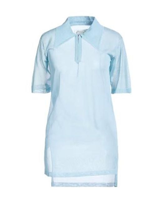 Maison Margiela Blue Solidcolor Lightweight Knit Shortsleeve Top