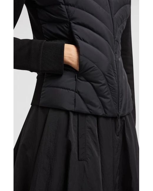 Moncler Black Padded Diagonal-Quilted Zip-Up Jacket