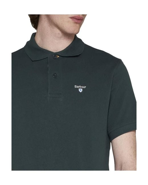 Barbour Green Logo Embroidered Short-Sleeved Polo Shirt for men