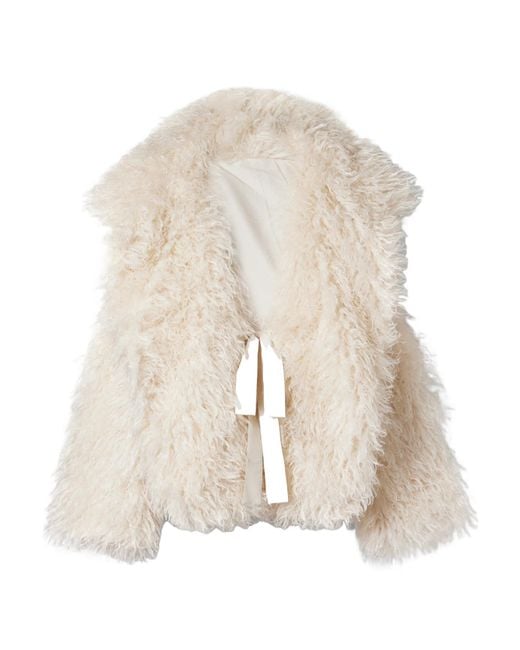 Norma Kamali Natural Faux Fur Coat