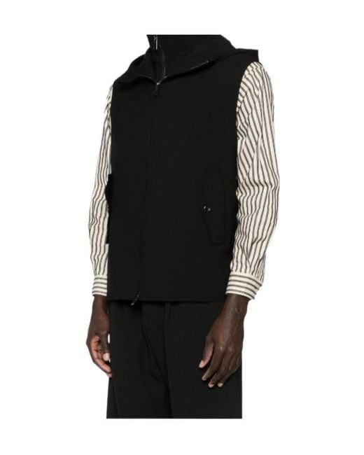 Emporio Armani Black Vest With Zip And Hood for men