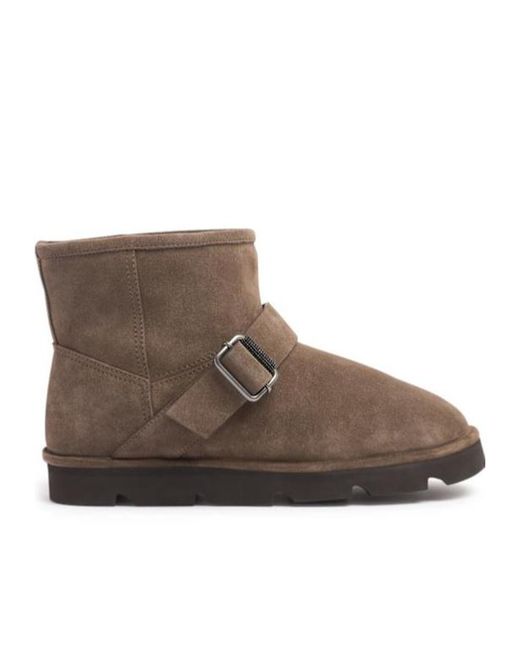 Brunello Cucinelli Brown Suede Shearling Ankle Boots