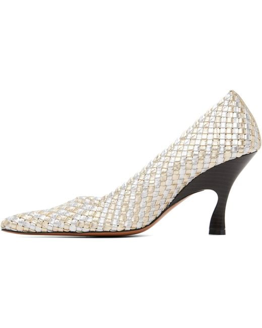 Stella McCartney White Elsa Woven Metallic High Heels
