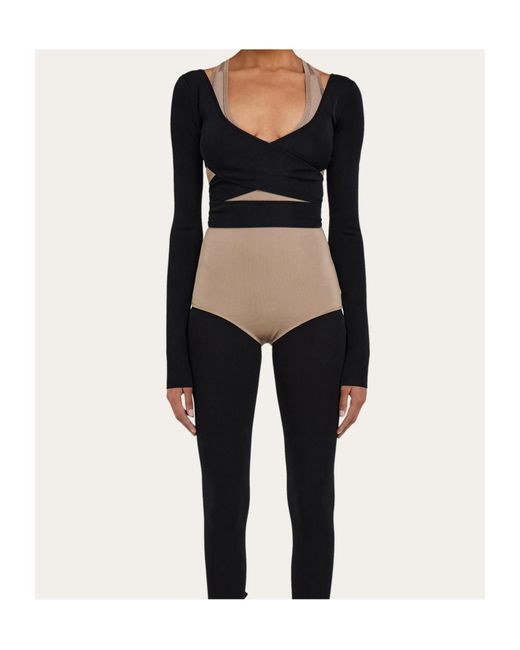 Ferragamo Black Ferragamo Wrap Front Long Sleeve Top