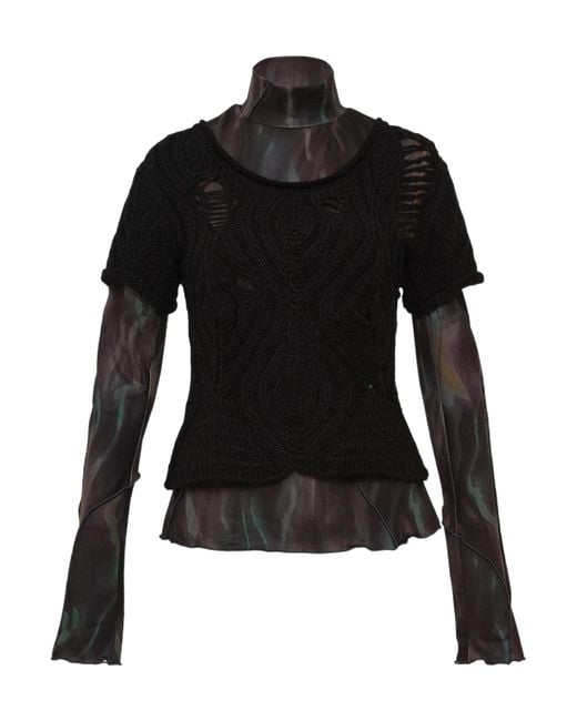 ANDERSSON BELL Black Cap Sleeve Sweater Layered Tee