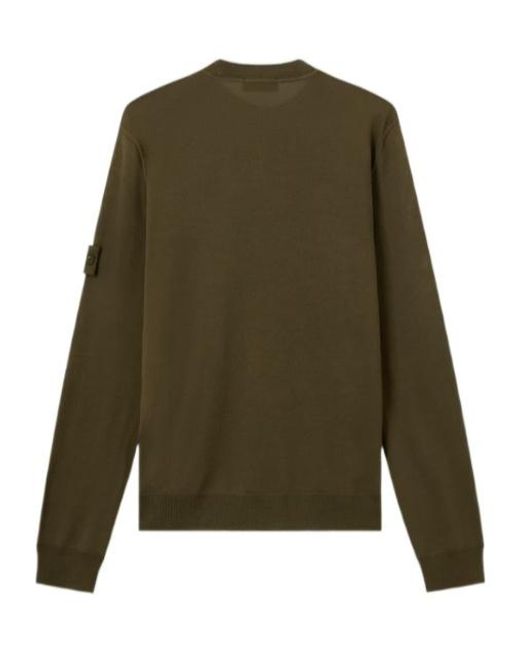 Stone Island Green Logo-Patch Long-Sleeve Sweater for men