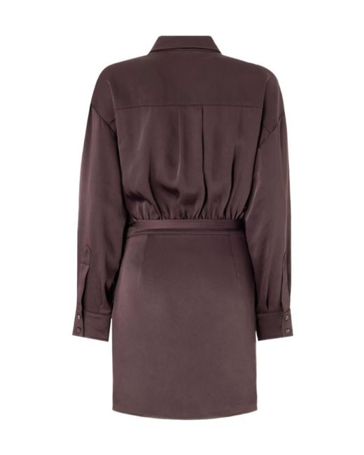 Pinko Purple Wrap-Style Long-Sleeve Shirt Dress