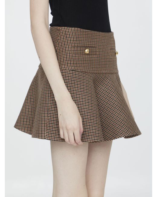 Céline Brown A Thousand Bird Checkered Skirt