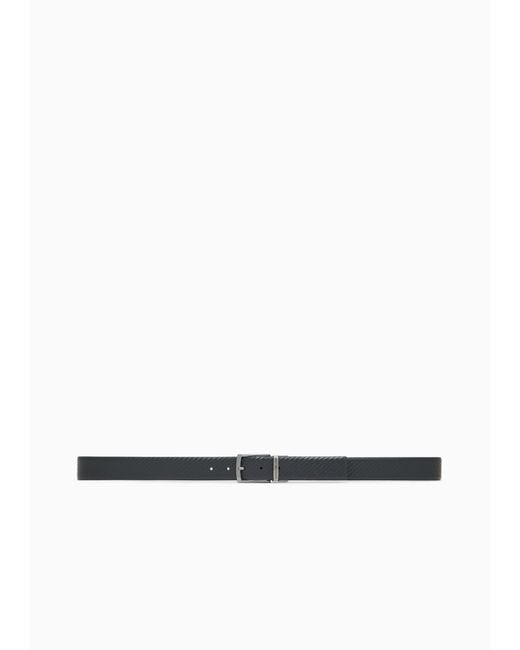 Emporio Armani White Embossed Buckle Belt for men