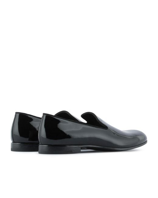 Giorgio Armani Black Logo Debossed Slip-On Loafers for men