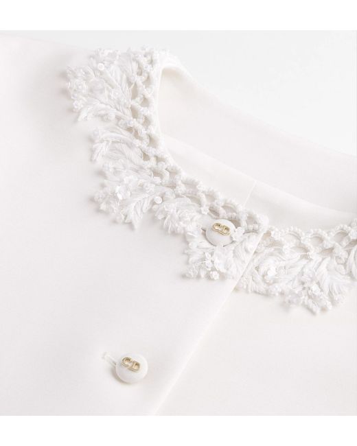Dior White Embroidered Cropped Jacket