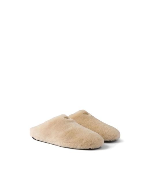 Prada Natural Triangle-Logo Mules