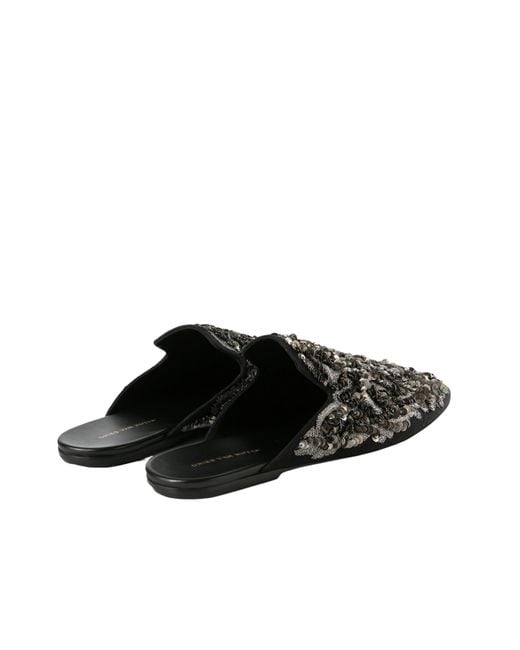 Dries Van Noten Black Sequined Mules for men